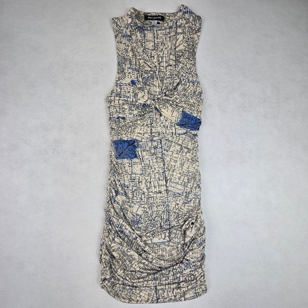Urban Outfitters Amaya Map Printed Twist Front Bodycon Dress